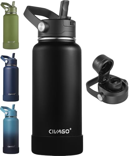32 oz Insulated Stainless Steel Water Bottle with Removable Straw